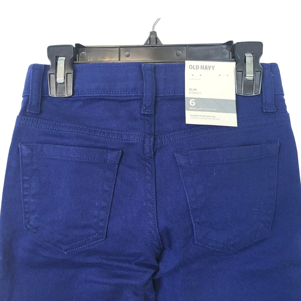 Old Navy Boys Royal Blue Built-In Flex Adjustable Waist Slim Fit‎ Jeans 6 NEW